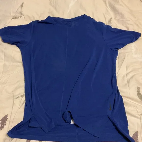 Nike Dri-FIT Yoga T-Shirt Blue XL Slim Fit Stretch Performance - Picture 2 of 3
